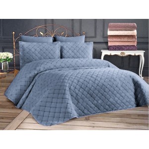 Set LUXURY 3 piese Cuvertura Brodata Catifea si 2 fete de perna CPS43