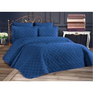 Set LUXURY 3 piese Cuvertura Brodata Catifea si 2 fete de perna CPS44