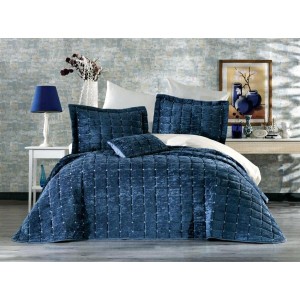 Set LUXURY 3 piese Cuvertura Brodata Catifea si 2 fete de perna CPS48