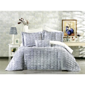 Set LUXURY 4 piese Cuvertura Brodata Catifea si 3 fete de perna CPS37