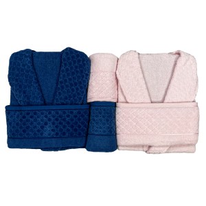 Set baie Lux Family Bumbac Albastru-Roz