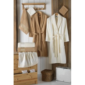 Set baie Lux Family Bumbac, cu Broderie, 8 PIESE, Crem-Bej Set baie Lux Family Bumbac, cu Broderie, 8 PIESE, Crem-Bej