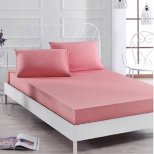 Husa saltea 140x200cm, cu elastic, Jersey, Roz