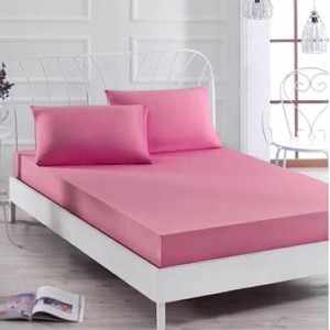 Husa saltea 100x200cm, cu elastic, Jersey, Roz intens