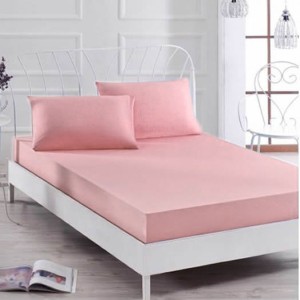 Husa saltea 200x200cm, cu elastic, Jersey, Roz