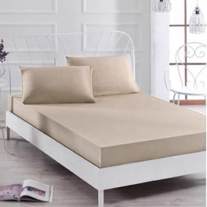 Husa saltea 200x200cm, cu elastic, Jersey, Nisipiu