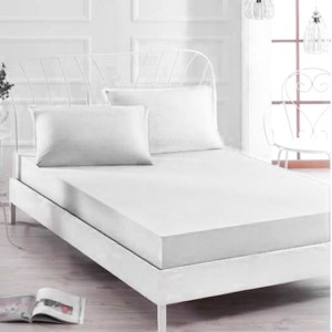 Husa saltea 140x200cm, cu elastic, Jersey, Alb