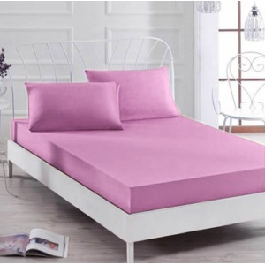 Husa saltea 160x200cm, 2 fete de perne 50x70cm, cu elastic, Bumbac Jersey, Lila