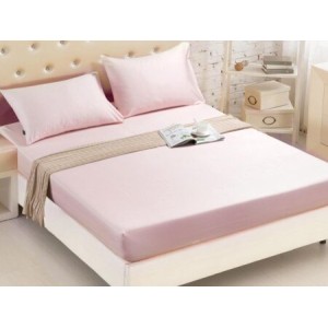 Husa saltea 160x200cm, 2 fete de perne 50x70cm, cu elastic, Bumbac Jersey, Roz