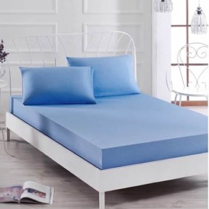 Husa saltea 160x200cm, 2 fete de perne 50x70cm, cu elastic, Bumbac Jersey, Albastru