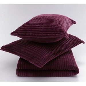 Set Patura groasa MERINOS tip cuvertura cu 2 fete de perna 50x70cm, Bordo