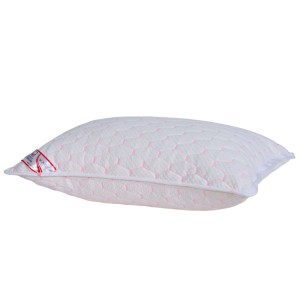 Perna matlasata brodata tricot natur 50x70 cm, broderie roz, Fabricata in Romania