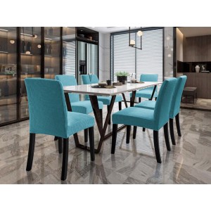 Set 6 huse universale pentru scaun model embosat tip cocolino Bleu