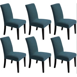 Set 6 huse universale pentru scaun model embosat tip cocolino Albastru Petrol