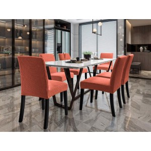 Set 6 huse universale pentru scaun model embosat tip cocolino Caramiziu