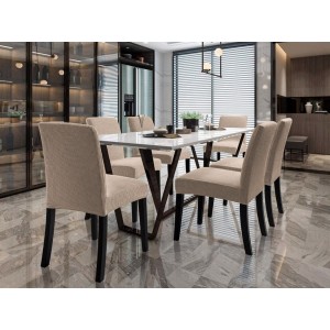 Set 6 huse universale pentru scaun model embosat tip cocolino Bej