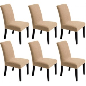 Set 6 huse universale pentru scaun model embosat tip cocolino Bej Inchis