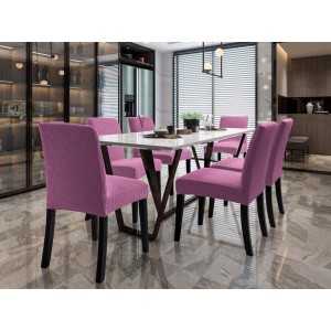 Set 6 huse universale pentru scaun model embosat tip cocolino Lila