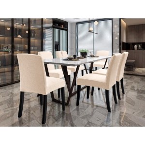 Set 6 huse universale pentru scaun model embosat tip cocolino Natural