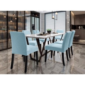 Set 6 huse universale pentru scaun model embosat tip cocolino Gri albastrui