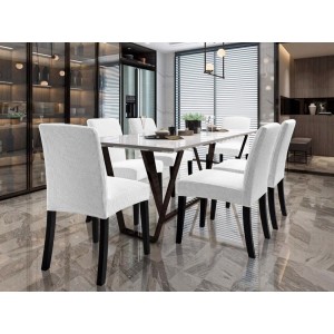 Set 6 huse universale pentru scaun model embosat tip cocolino Alb