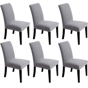 Set 6 huse universale pentru scaun model embosat tip cocolino Gri Deschis