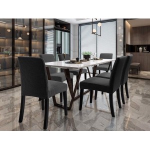 Set 6 huse universale pentru scaun model embosat tip cocolino Gri Inchis