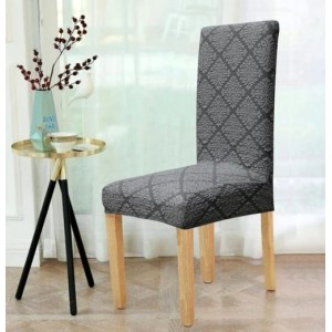 Set 6 huse universale pentru scaun, Brodate, tip Jacquard, Gri