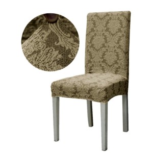 Set 6 huse universale pentru scaun, Brodate, tip Jacquard, Stone