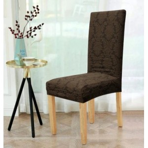 Set 6 huse universale pentru scaun, Brodate, tip Jacquard, Maro