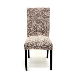 Set 6 huse universale pentru scaun, Brodate, tip Jacquard, Crem