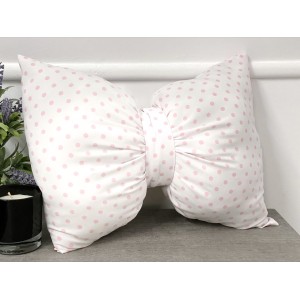 Perna funda decorativa cu buline mici alb-roz AFC24