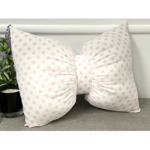 Perna funda decorativa cu buline mari alb-roz AFC25