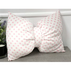 Perna funda decorativa cu buline mari alb-roz AFC26