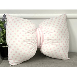 Perna funda decorativa cu buline mari alb-roz si dungi AFC28