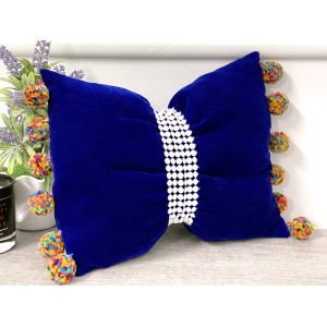 Perna funda decorativa din catifea albastra cod AFC2