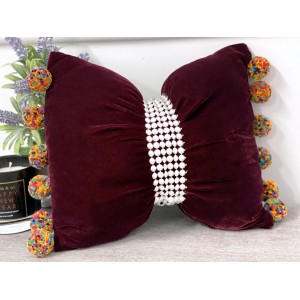 Perna funda decorativa din catifea grena cod AFC8