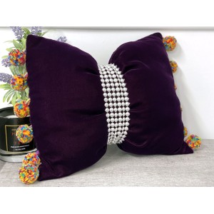 Perna funda decorativa din catifea mov inchis cod AFC6