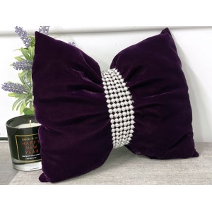 Perna funda decorativa din catifea mov inchis cod AFC10