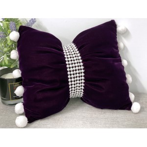 Perna funda decorativa din catifea mov inchis cod AFC3