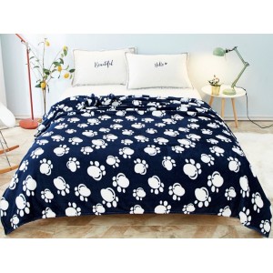 Patura pufoasa cocolino 200x230cm, 300gr/mp, Bleumarin-Alb, Labute