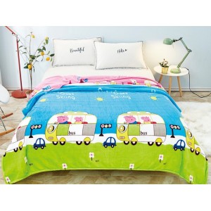 Patura pufoasa cocolino 200x230cm, 240gr/m, bleu, desene animate