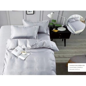 Lenjerie HoReCa, pat single, Damasc Deluxe, 4 piese, gri