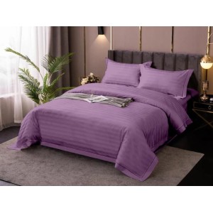 Lenjerie HoReCa, pat dublu, Damasc Deluxe, 4 piese, lila