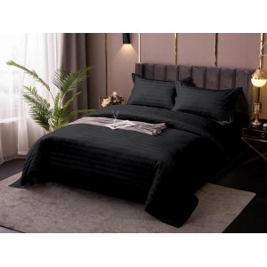 Lenjerie HoReCa, pat dublu, Damasc Deluxe, 4 piese, negru