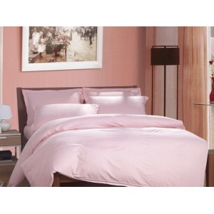 Lenjerie HoReCa, pat dublu, Damasc Finetat Deluxe, 6 piese, roz