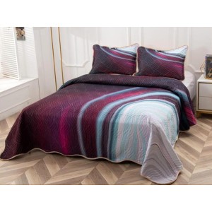 Cuvertura pat dublu, din bumbac tip finet, Identica cu Poza, 3 PIESE, Visiniu, abstract