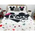 Cuvertura pat dublu, din bumbac tip finet, Identica cu Poza, 3 PIESE, Alb, Mickey&Minnie Mouse, inimioare [11]