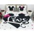 Cuvertura pat dublu, din bumbac tip finet, Identica cu Poza, 3 PIESE, Alb, Mickey&Minnie Mouse, inimioare [21]