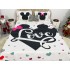 Cuvertura pat dublu, din bumbac tip finet, Identica cu Poza, 3 PIESE, Alb, Mickey&Minnie Mouse, inimioare [9]